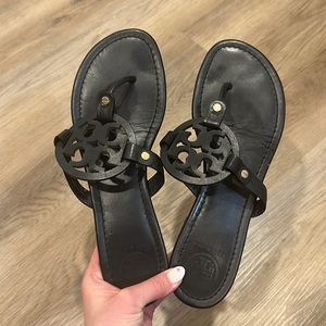 Tory Burch size 10 black leather Miller sandals